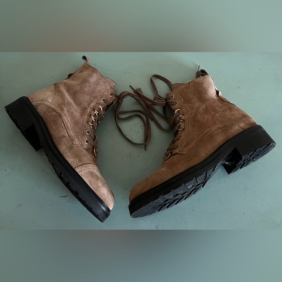 All Saints Brown Lira Suede Hiker Boots Lace Up Ankle Boots Shoes 39 - Picture 2 of 11